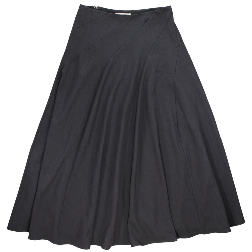 Commense Black A-Line Midi Skirt Size L Polyester Elastane Blend